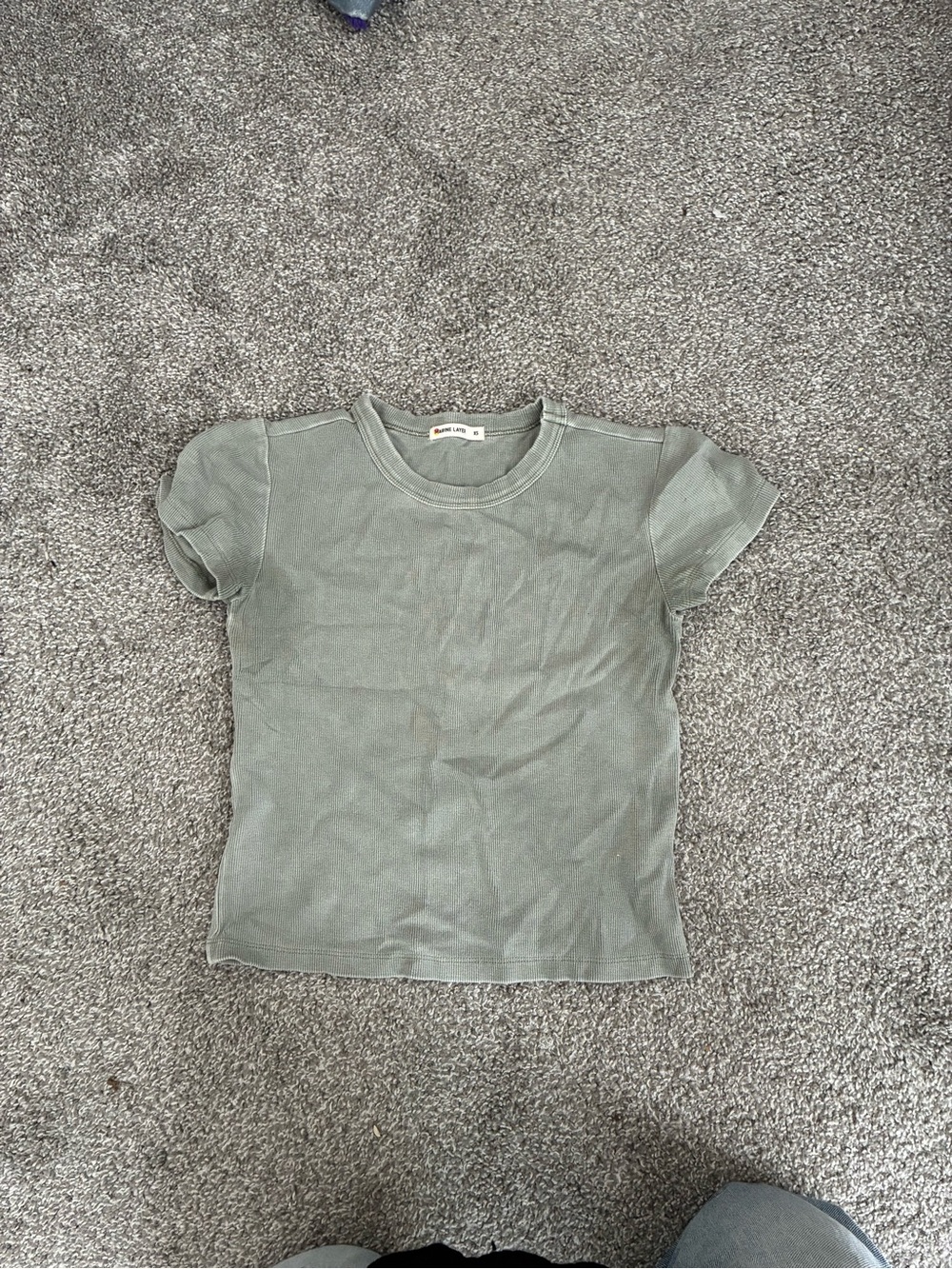 Marine Layer Short Sleeve Ribbed Tee in Sage Green
